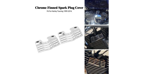 Motorcycle Slootted Finned Spark Plug Head Bolt Cover Chrome For Harley Touring Road King FLHR 1999-2014 Electra Street Glide