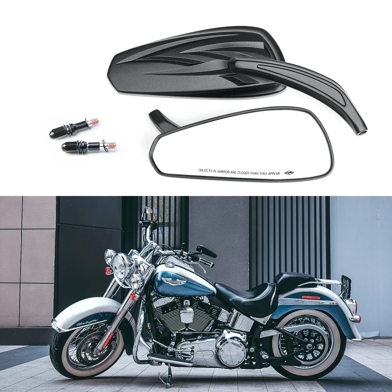 Lusterka Na Kierownicę 8mm Czarny Dual Sport do Harley Davidson Sportster Iron 883, Street Glide i