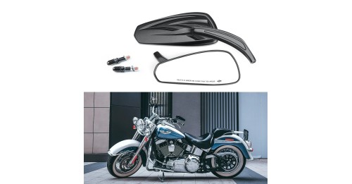 Lusterka Na Kierownicę 8mm Czarny Dual Sport do Harley Davidson Sportster Iron 883, Street Glide i