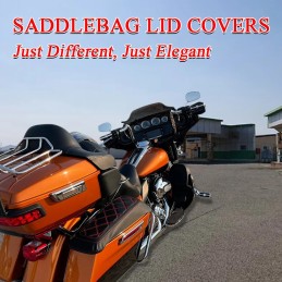 Hard Saddlebag Lid Covers for Harley 2014-2023 FL Touring Road King Street Glide Road Glide Electra Glide Black Red