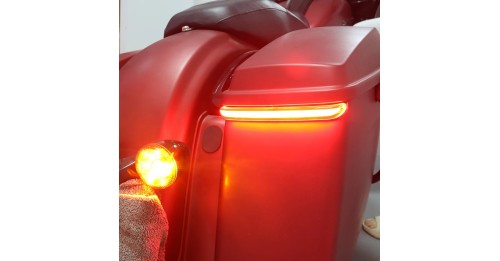 Red Tracer Rear Saddlebag LED Indicator Run Turn Brake Lights For Harley Touring Road King Street Glide FLHR CVO