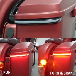 Red Tracer Rear Saddlebag LED Indicator Run Turn Brake Lights For Harley Touring Road King Street Glide FLHR CVO