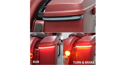 Red Tracer Rear Saddlebag LED Indicator Run Turn Brake Lights For Harley Touring Road King Street Glide FLHR CVO