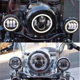 Harley Davidson 7" Led Projector Moto Headlight + 4,5 Fog Passing Lights Touring Electra Glide Headlamp Bracket Parts