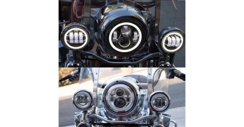 Harley Davidson 7" Led Projector Moto Headlight + 4,5 Fog Passing Lights Touring Electra Glide Headlamp Bracket Parts