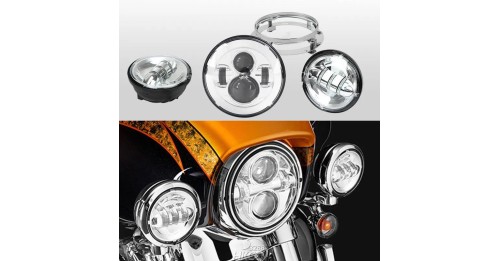 Harley Davidson 7" Led Projector Moto Headlight + 4,5 Fog Passing Lights Touring Electra Glide Headlamp Bracket Parts