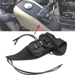 Motorcycle Black PU Leather Fuel Tank Chap Cover Panel Bag For Harley Sportster XL 883 1200 Models