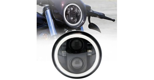 LED Headlight Projector 5.75 Halo Ring H4  DRL Turn Signal Harley Davidson Sportster Dyna Iron 883 Triumph Lamp