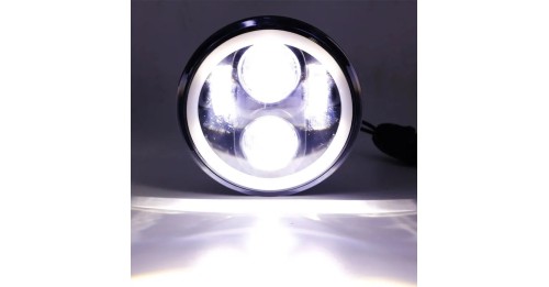 LED Headlight Projector 5.75 Halo Ring H4  DRL Turn Signal Harley Davidson Sportster Dyna Iron 883 Triumph Lamp