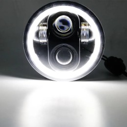 LED Headlight Projector 5.75 Halo Ring H4  DRL Turn Signal Harley Davidson Sportster Dyna Iron 883 Triumph Lamp