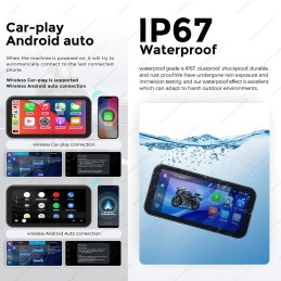 6.25'' Wireless Carplay Motorcycle Portable GPS Navigation Display Screen Motorcycle Wireless Android Auto Monitor Waterproof