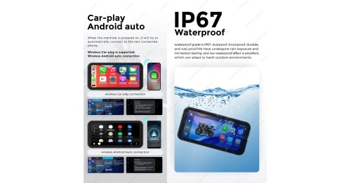 6.25'' Wireless Carplay Motorcycle Portable GPS Navigation Display Screen Motorcycle Wireless Android Auto Monitor Waterproof