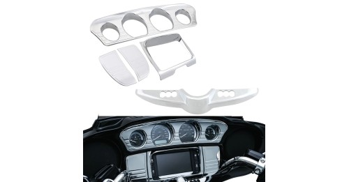 Chrome Inner Fairing Tri-Line Gauge Stereo Switch Trims Accents Panel Cover For Harley Electra Street Glide Tri Glide