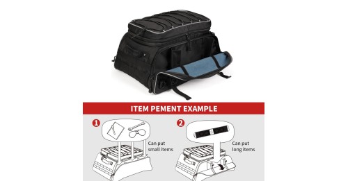 Travel Luggage Tour-Pack Rack Bag Collapsible Trunk Bags with Bar Straps for Street Glide for Electra Glide for Trike