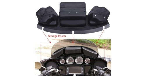 3-Pocket Windshield Batwing Fairing Pouch Bag For Harley Touring Electra Street Glide Windshield Bags 2014-2023