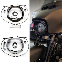 LED Headlight Bezel Visor Trim Ring With Amber Turn Signal For Harley davidson Touring 2014-UP