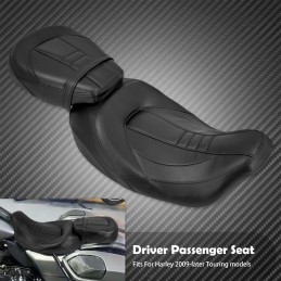 Driver Passenger Two Up Leather Seat Harley Davidson Touring CVO Electra Street Glide Road King Limited FLHT 09-23