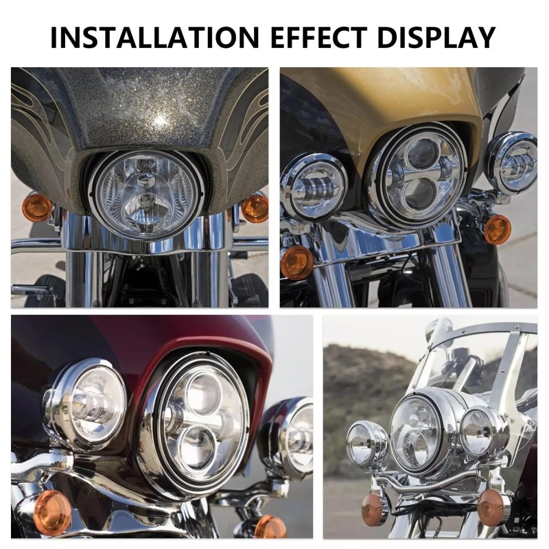 JHMHCOQ Kit Phare LED 7" + Antibrouillard 4.5" Pour Harley Touring Electra Glide Road King Street Glide – Noir