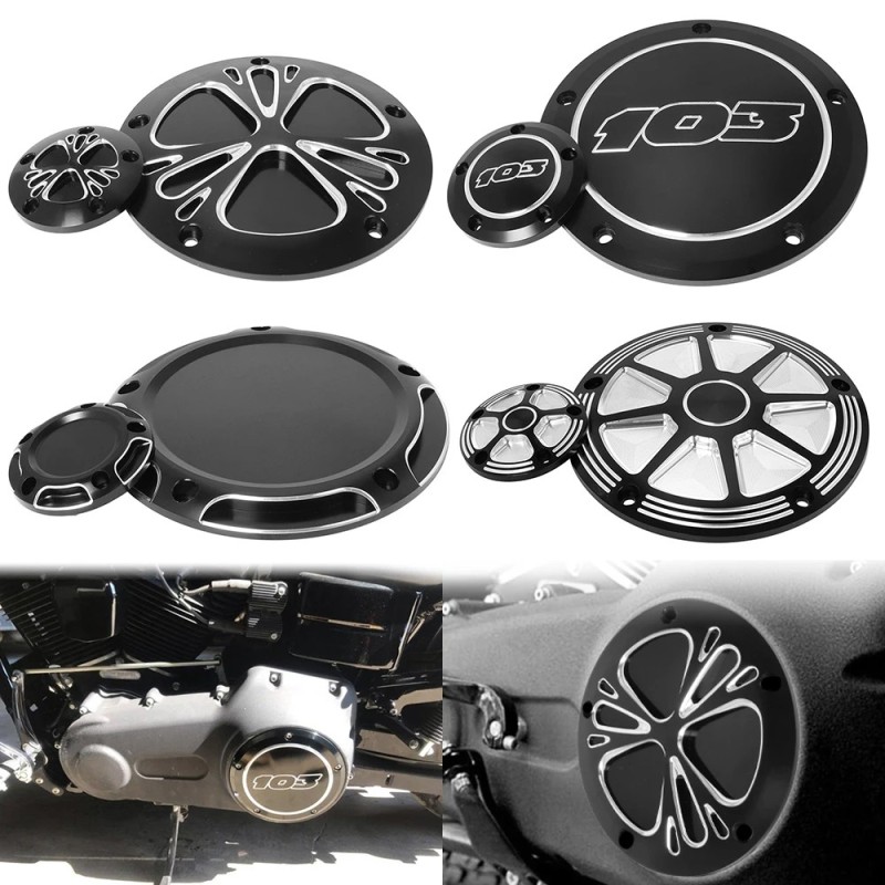 Engine Derby Timing Timer Cover Clutch Side Covers Aluminum For Harley Dyna Softail Touring Road King Street Glide